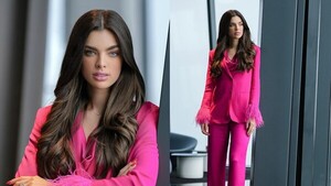 Nadia Ferreira lució el look rosa de Barbie