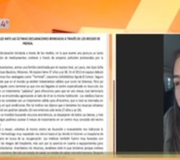 Esposa de paciente oncológico pide a futuro ministro rever su política - Paraguay.com