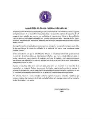 "Palazo" al futuro Ministro de Salud » San Lorenzo PY