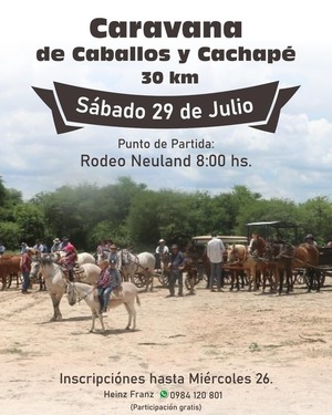 Este sábado se viene la gran Caravana de Caballos y Cachapé en Colonia Neuland