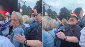 Hombre se vuelve viral al abrazar a otra mujer que no es su esposa en un concierto