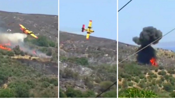 (VIDEO) Momento en que se estrella el avión que combatía incendios en Grecia