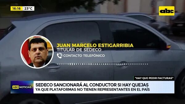 Video: Sedeco sancionará al conductor si hay quejas ya que plataformas no tienen representantes en el país - ABC Noticias - ABC Color