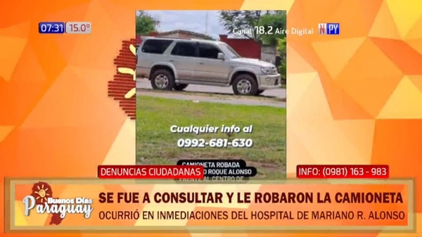 Fue consultar al hospital de Mariano y le robron la camioneta - Noticias Paraguay