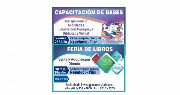 IIJ hará feria de libros y capacitación sobre bases de datos jurídicos en Pilar