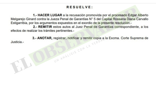 Tribunal en mayoría hace lugar a recusación de “Beto” Melgarejo contra jueza