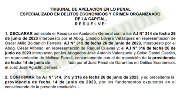Cámara confirma admisión de imputación a extitular de Seprelad Oscar Boidanich