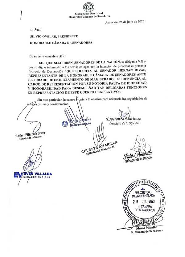 Presentan proyecto para instar a que Hernán Rivas renuncie a presidente del JEM
