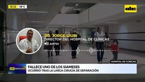 Hospital de Clínicas: fallece uno de los siameses tras larga cirugía de separación - ABC Noticias - ABC Color