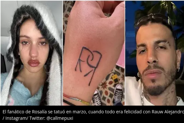 Fanático de Rosalía pide ayuda para borrarse tatuaje con las iniciales de la cantante y de Rauw Alejandro