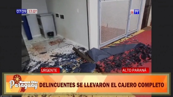 Arrancaron un cajero automático tras asalto en Los Cedrales - Noticias Paraguay