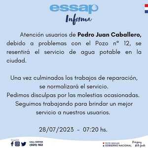 Motor averiado de pozo deja a usuarios sin agua en el centro y en barrios aledaños, anuncia Essap - Radio Imperio