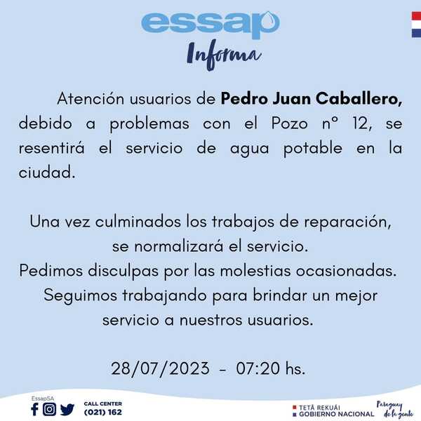 Motor averiado de pozo deja a usuarios sin agua en el centro y en barrios aledaños, anuncia Essap - Radio Imperio