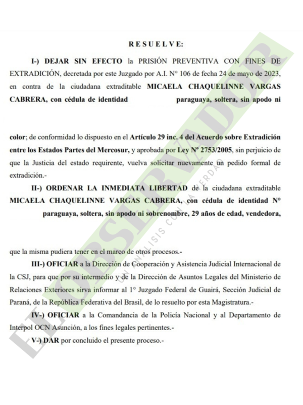 Paraguaya condenada por contrabando en Brasil recupera libertad por demora documental