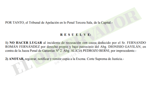 Tribunal de Apelación confirma a jueza Alicia Pedrozo en una de las causas de Mocipar