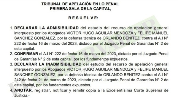 Cámara ratifica trámite de oposición a Fiscalía sobre prescripción de una causa sobre Mocipar