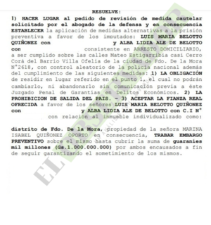 Matrimonio Belotto obtiene el arresto domiciliario