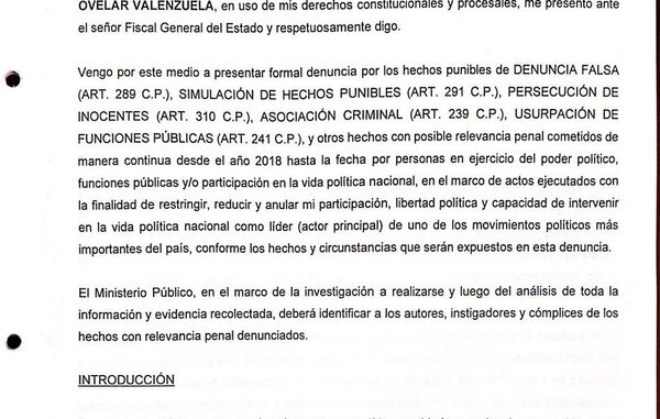 Cartes presenta denuncia por persecución política