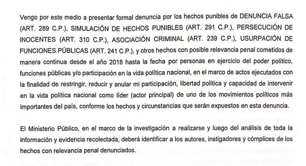 Horacio Cartes presenta denuncia por persecución política