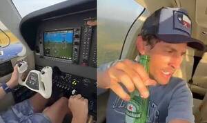 [VIDEO] ¡Final trágico! Enseñaba a su hijo a pilotar un avión mientras él tomaba cerveza