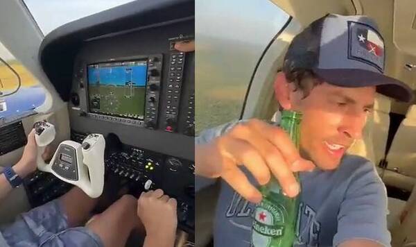 [VIDEO] ¡Final trágico! Enseñaba a su hijo a pilotar un avión mientras él tomaba cerveza