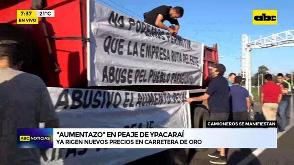 Video: Camioneros se manifiestan contra la suba de tarifa del peaje en Ypacaraí - ABC Noticias - ABC Color