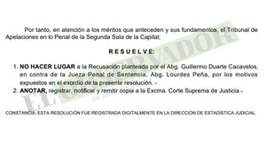 Confirman a la jueza Lourdes Peña en causa a la senadora Celeste Amarilla