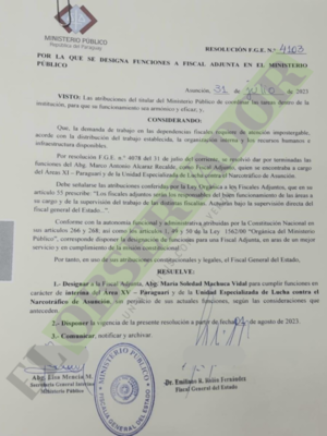Soledad Machuca interina al jubilado fiscal adjunto Marco Alcaraz