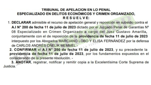 Tribunal ratifica admisión de imputación y convocatoria a audiencia para Oleñik
