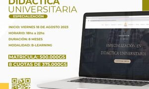 Habilitan inscripciones para Especialización en Didáctica Universitaria en la UNE, inicia en agosto