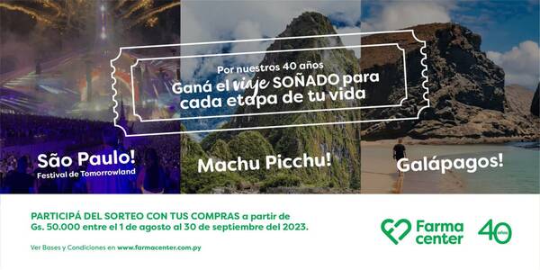 Farmacenter celebra su 40 aniversario premiando a sus clientes ¡con viajes a destinos soñados!