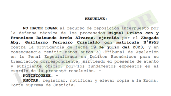 Rechazan todos los incidentes y recursos planteados en la causa a Miguel Prieto