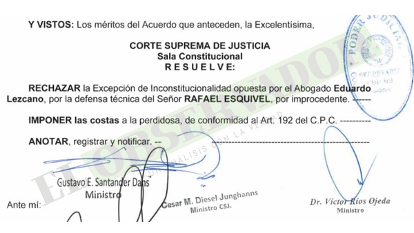 Rechazan excepción de inconstitucionalidad de "Mbururú" por improcedente y dilatoria