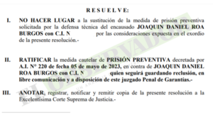Juez ratifica que Joaquín Roa seguirá preso