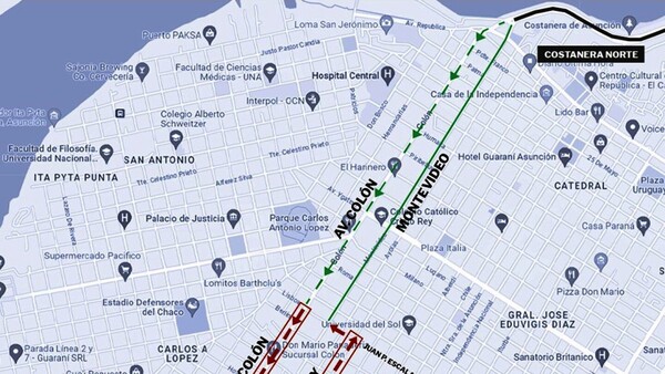 Dos calles del centro asunceno cambiarán de sentido el martes
