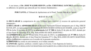 Cámara confirma imputación contra RGD por quebrantamiento de depósito