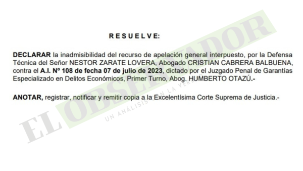 Cámara confirma juicio a funcionario que intentó apoderarse de cheque ligado a RGD