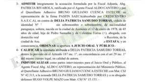 Extitular de Petropar Patricia Samudio afrontará juicio por estafa 
