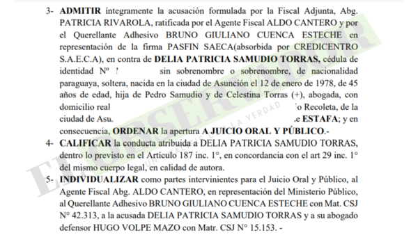Extitular de Petropar Patricia Samudio afrontará juicio por estafa