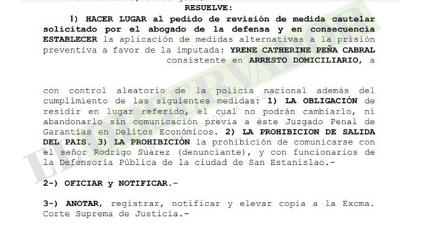 Defensora pública Yrene Peña, imputada por coima, obtiene prisión domiciliaria