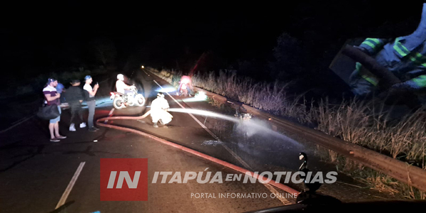TOMÁS R. PEREIRA: MOTONETA FUE CONSUMIDA POR EL FUEGO - Itapúa Noticias