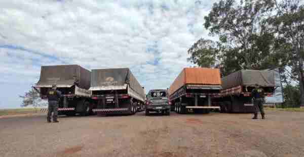 ESTO PASÓ: Policía intercepta convoy de camiones en la MS-379 con millonarias cargas de neumáticos procedentes de Paraguay
