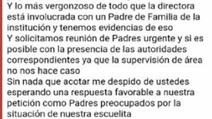 Denunciaron ante el MEC que la dire es amante de un papá