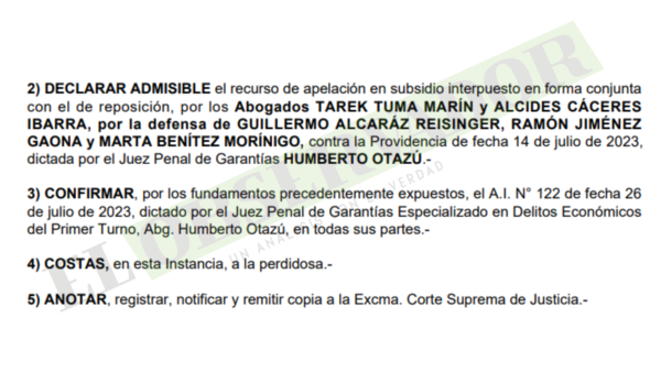 Cámara confirma citación a Jiménez Gaona para imposición de medidas