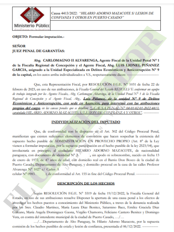 Amplían imputación a intendente de Puerto Casado por compra de lujosa camioneta con fondos municipales