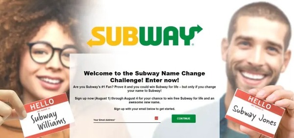 Subway premiará con sándwiches de por vida los que cambien su nombre a «Subway»