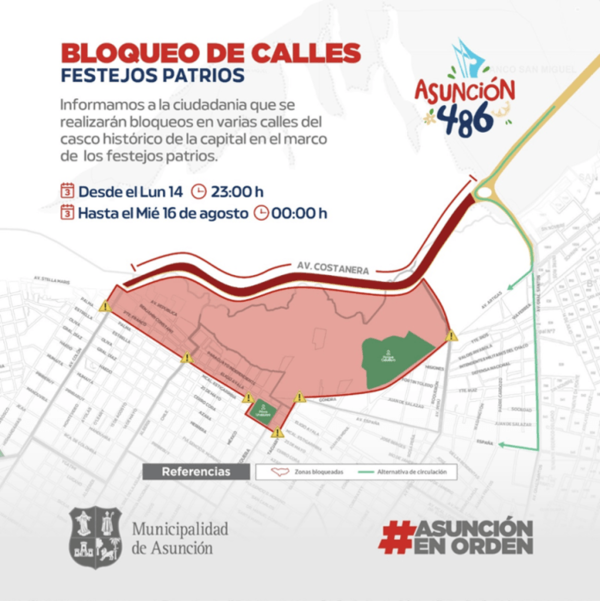 Confirman cierre de calles del microcentro por Traspaso de Mando Presidencial