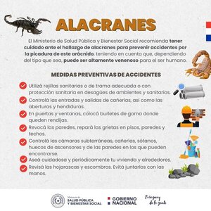 Brindan recomendaciones en caso de picadura de alacranes