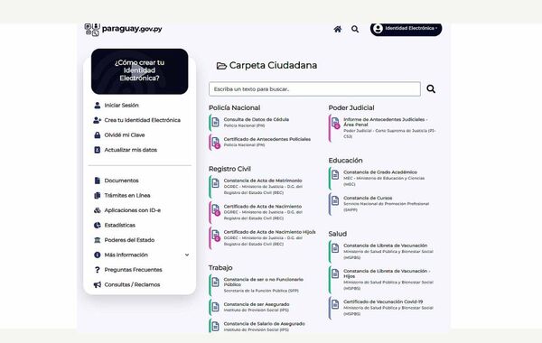 Informe de Antecedentes Judiciales disponible a través del Botón de Pago del Portal Paraguay