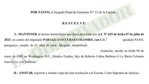 Juez no halla elementos nuevos y mantiene arresto domiciliario a Payo Cubas